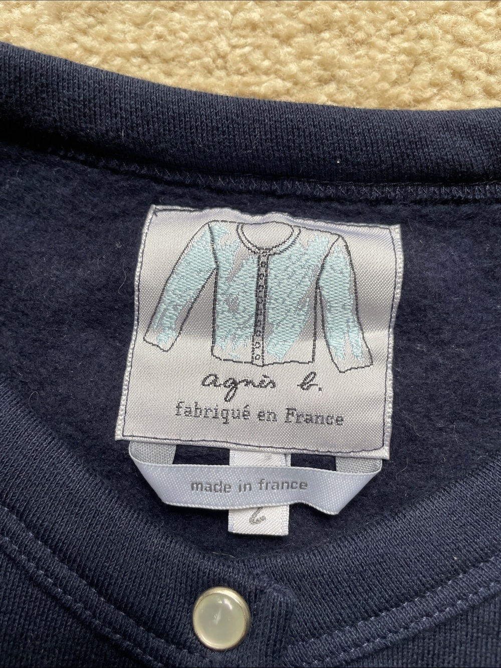 Agnes B. Navy Blue Pearl Snap Cardigan Sweater - Picture 4 of 6